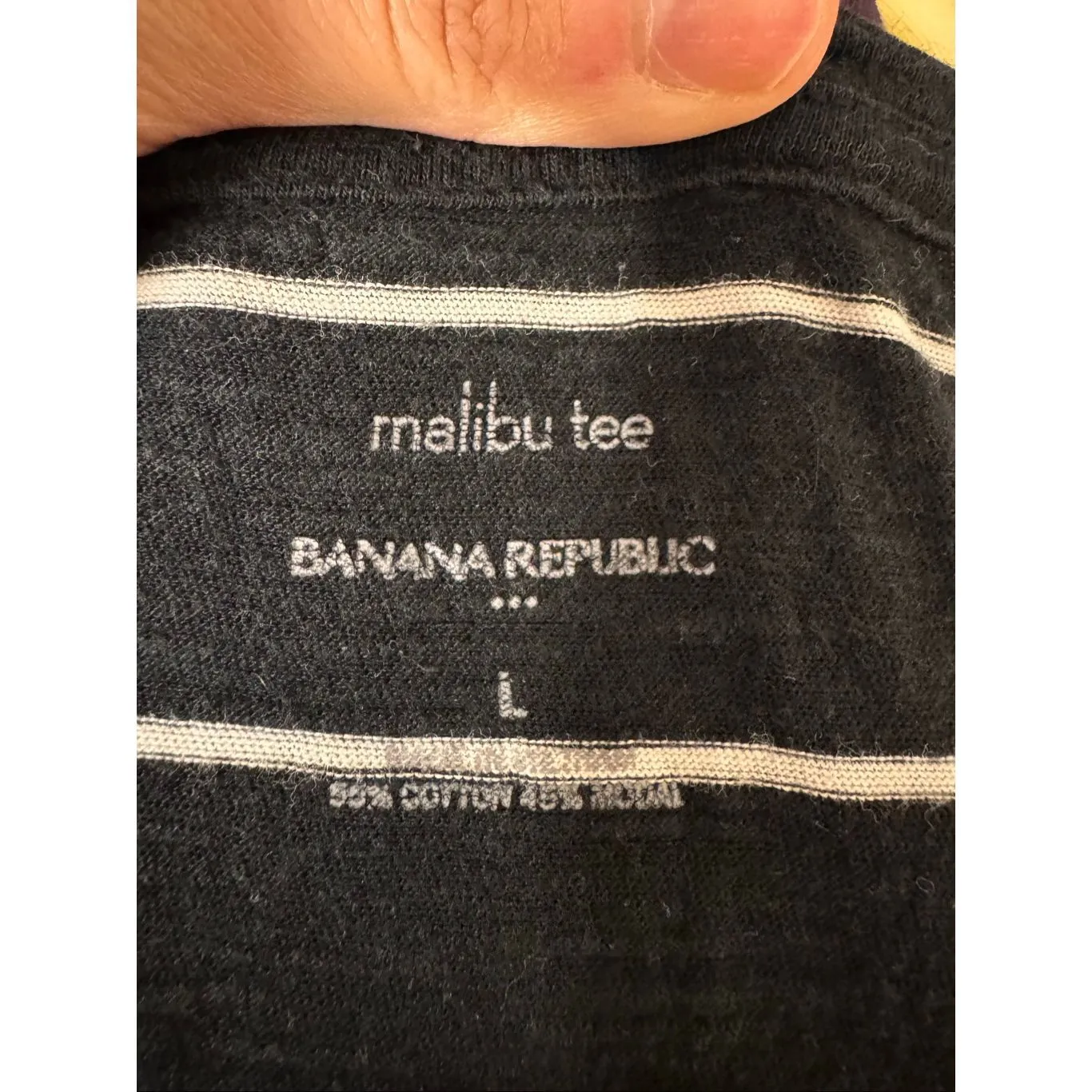 Banana Republic Malibu Tee Black White Striped Short Sleeve Top Women’s Size L - Image 7