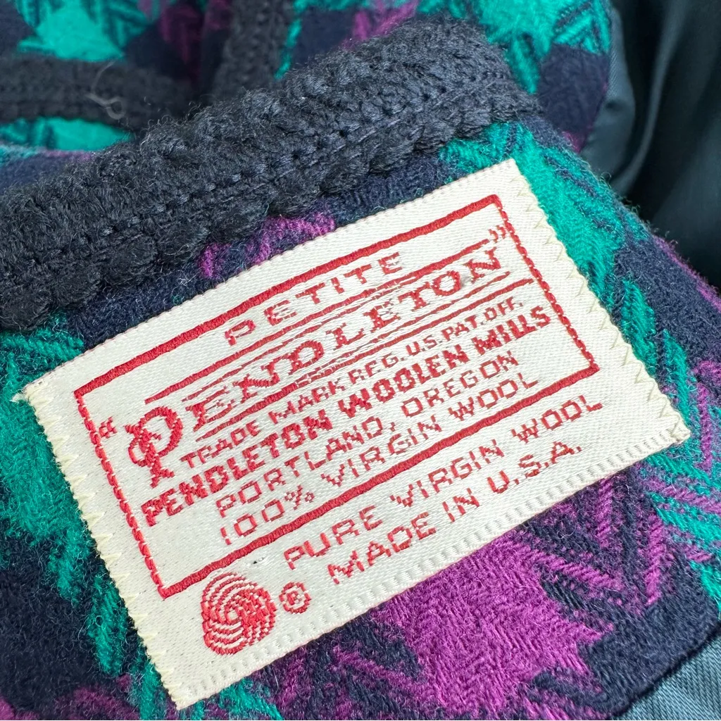 Vintage Pendleton Plaid Blazer Teal Purple Navy Sz 12 - Image 11