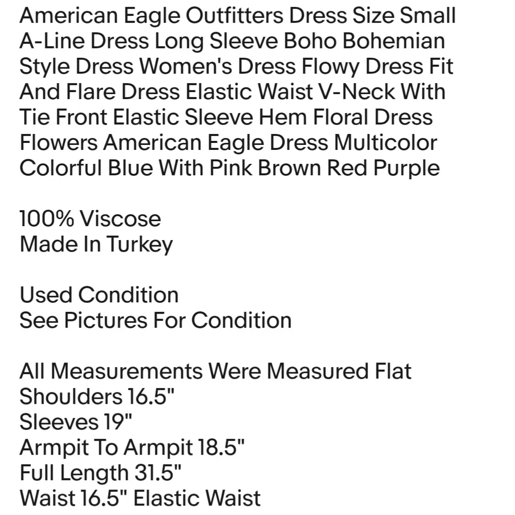 Outfitters Dress Size Small A-Line Dress Long Sleeve Boho Bohemian Style Dress - Image 2