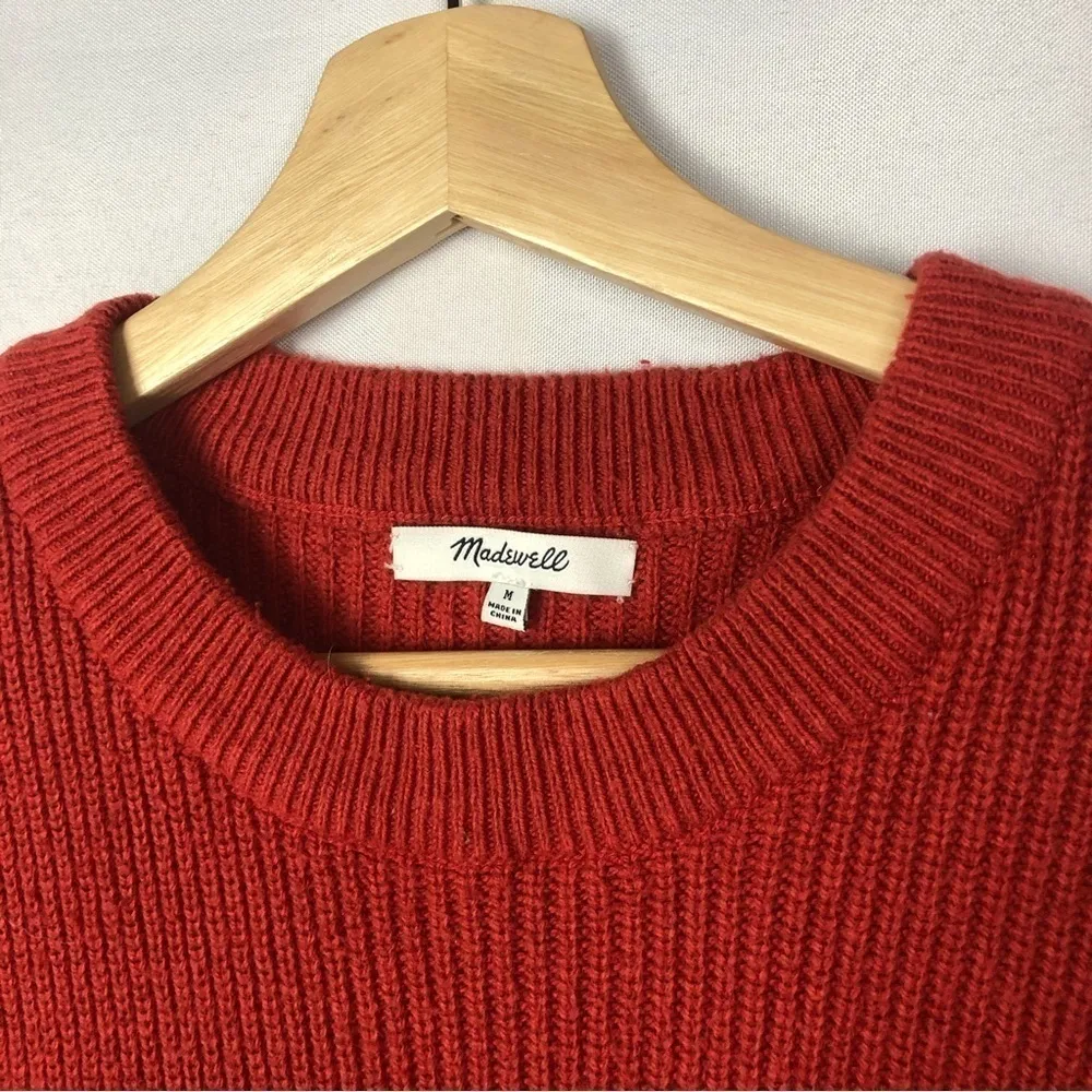 Madewell Patch Pocket Crewneck Rust Orange Pullover Sweater M - Image 4