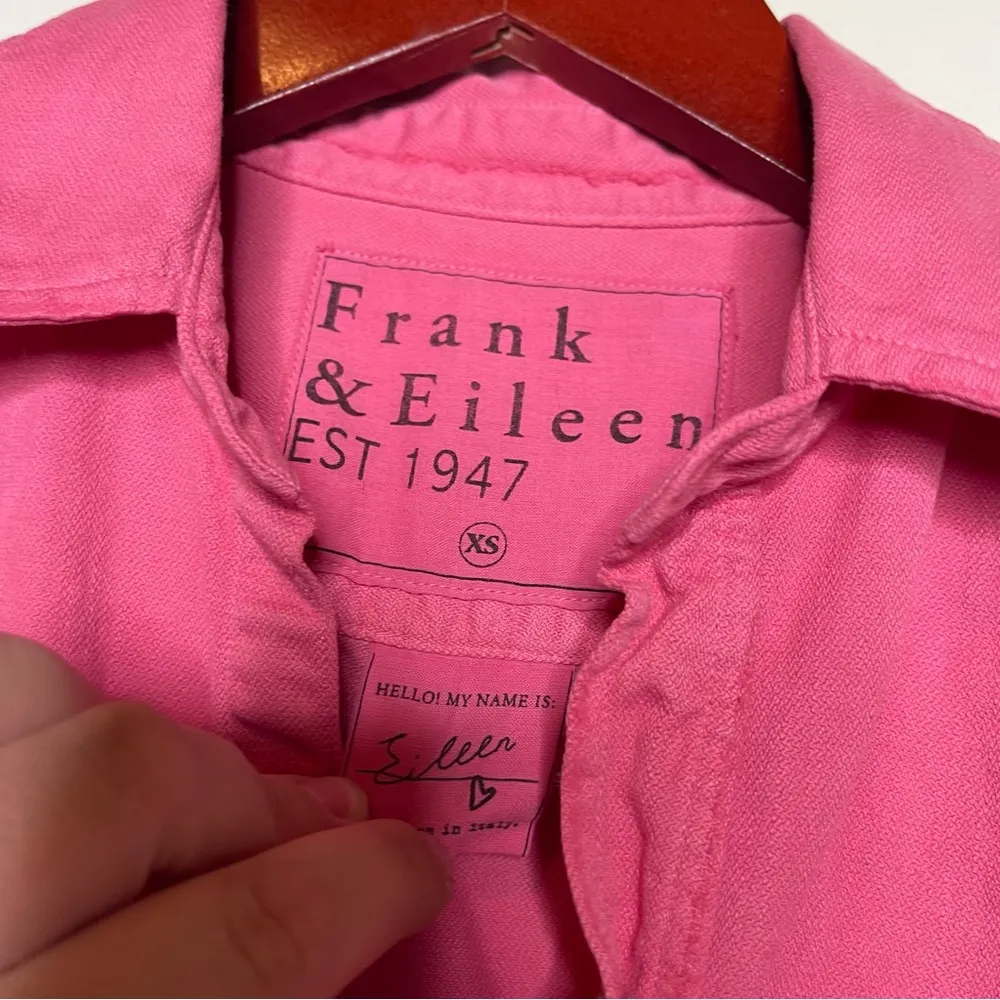 Frank & Eileen EILEEN Woven COTTON BUTTON-UP SHIRT IN MAGENTA PINK sz XS - Image 2