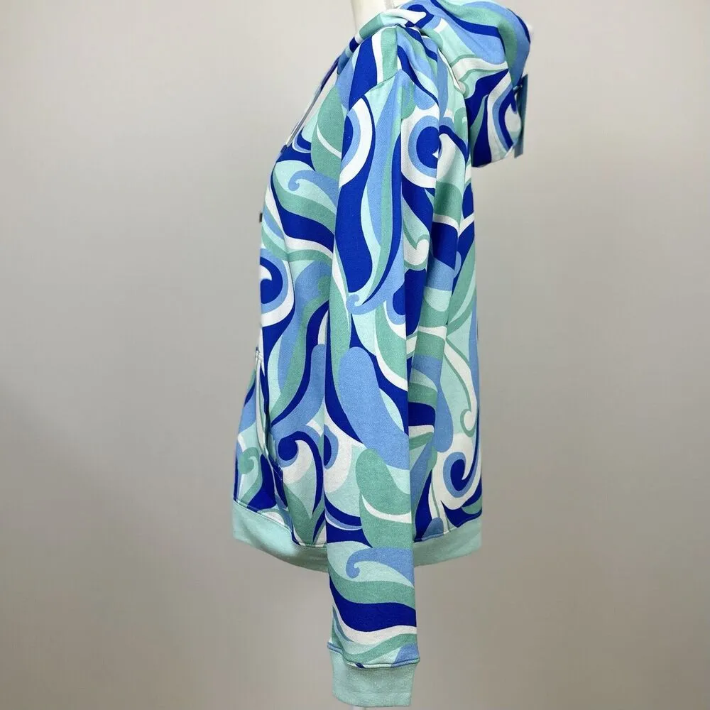 Hill House Allie Zip Up Sweatshirt Hoodie Kaleidoscopic Beach Blue Fleece S NWT - Image 7