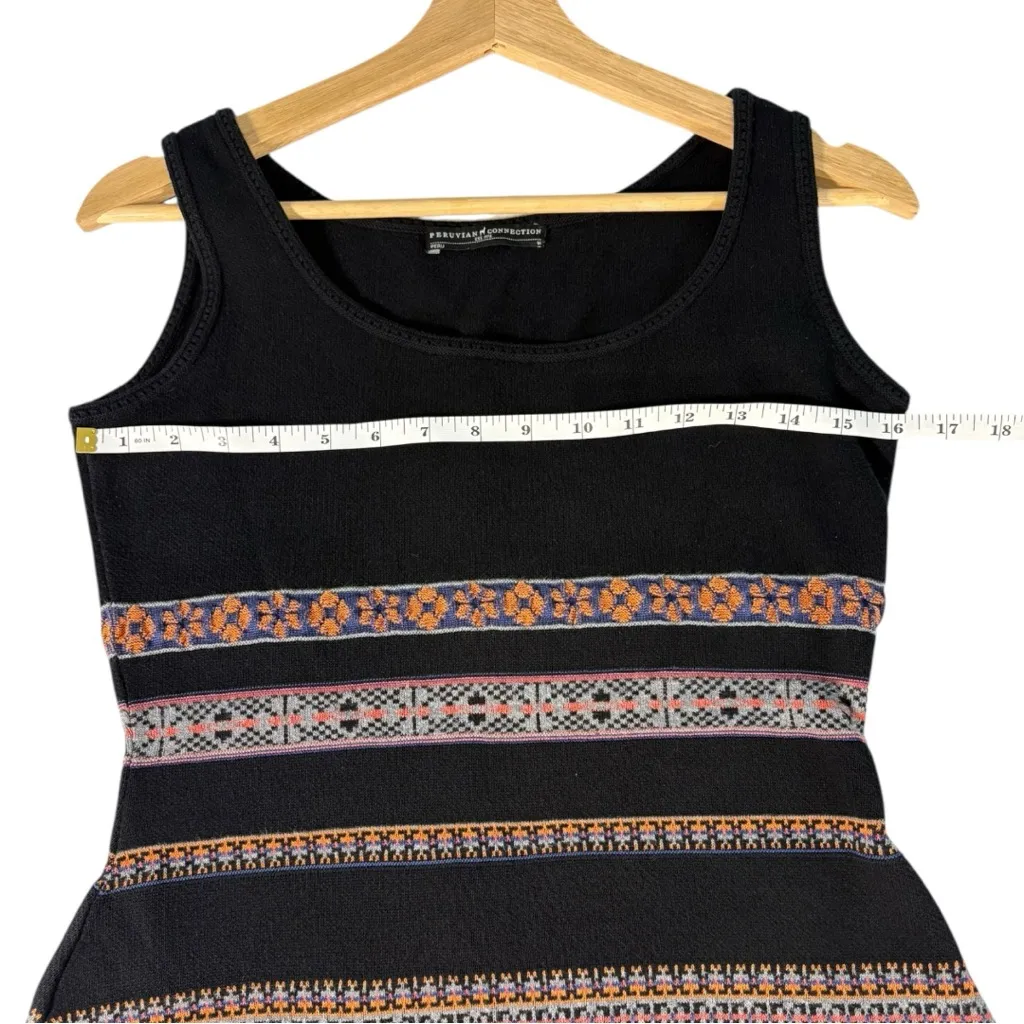 Peruvian Connection Knit Bodycon Dress Womens Medium Black Boho Whimsigoth - Image 8