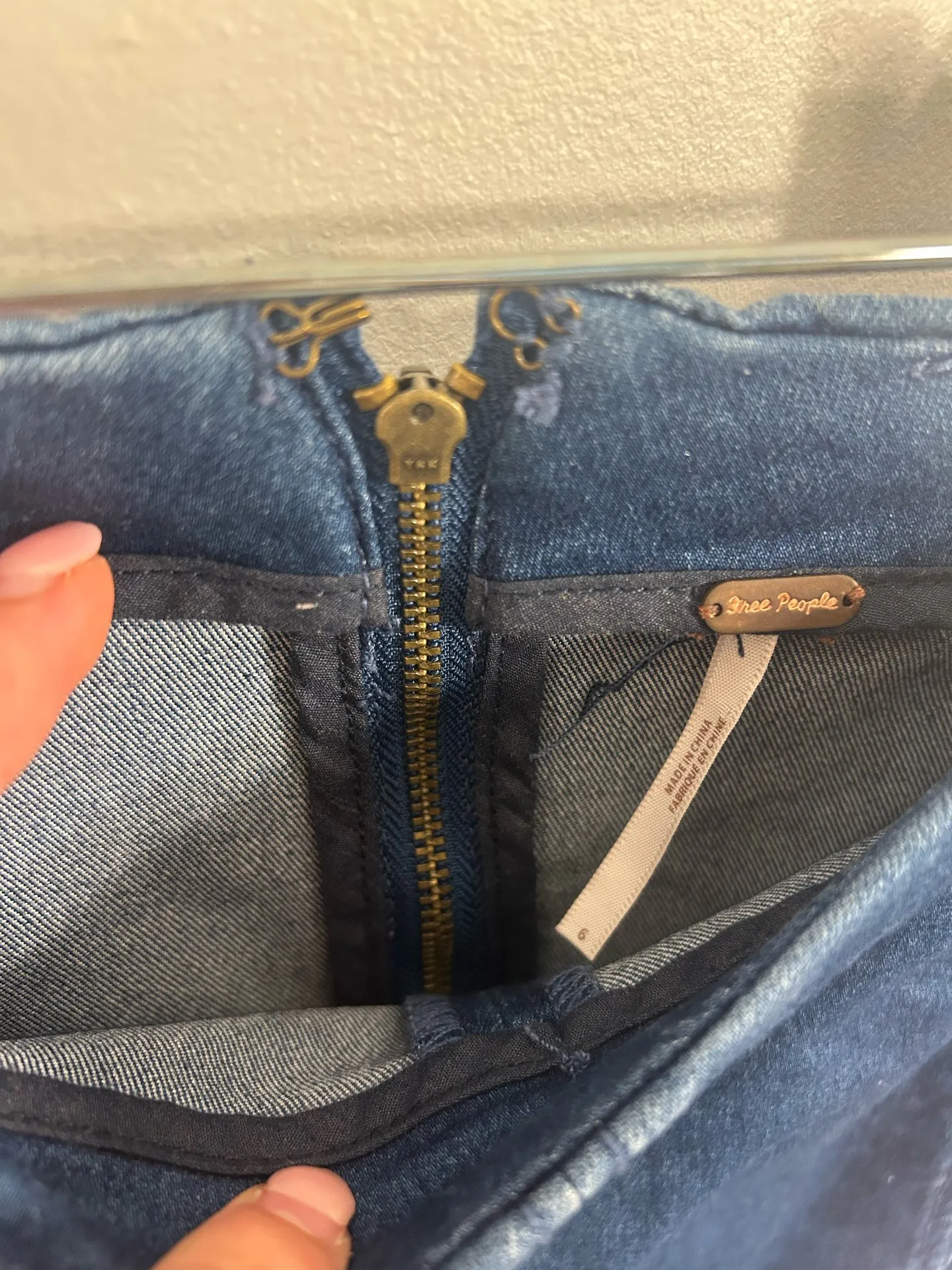 Free People Denim Mini Skirt Modern Femme Blue - Image 5