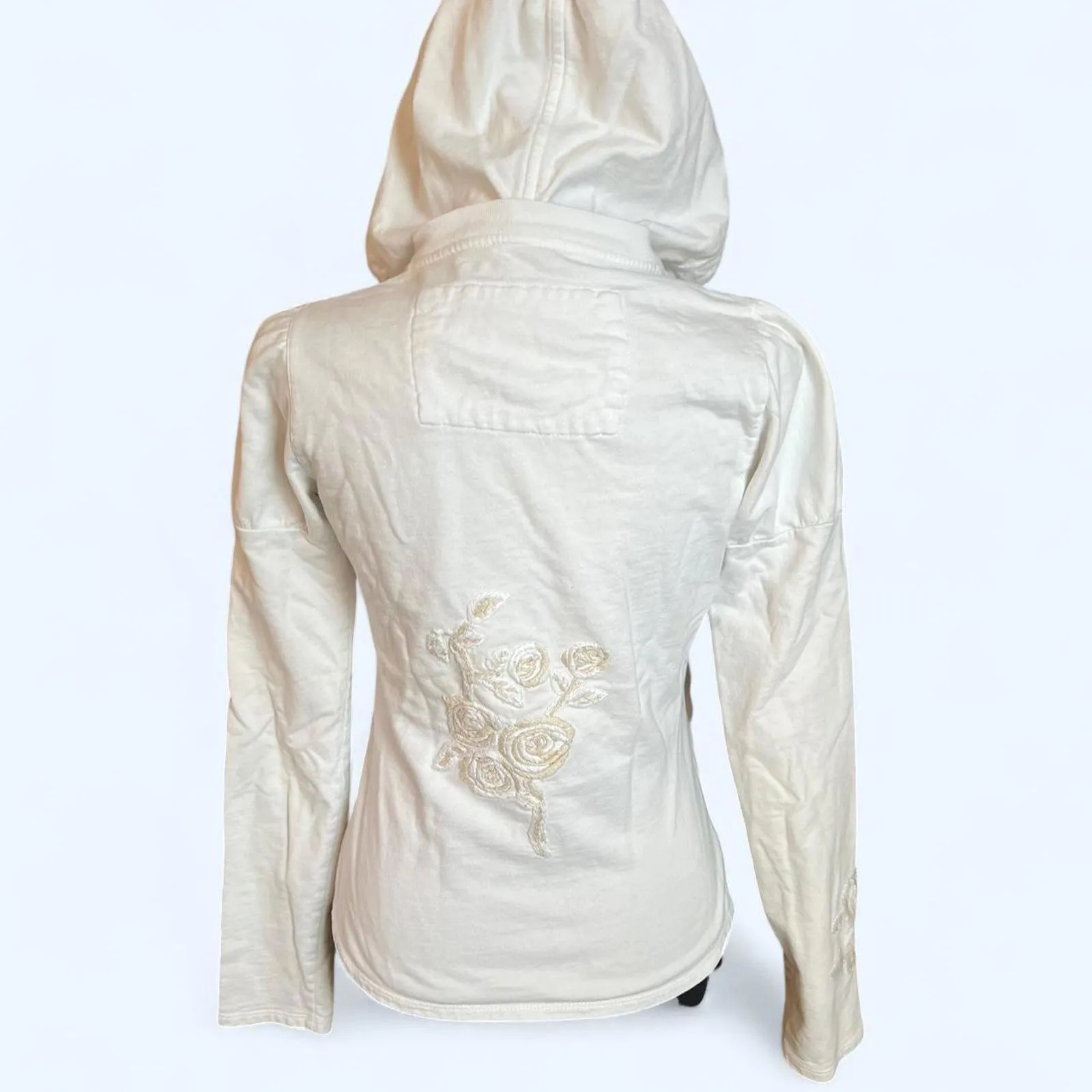 Vintage Y2K Twisted Heart America Everlasting zip up hoodie Size Small White - Image 6