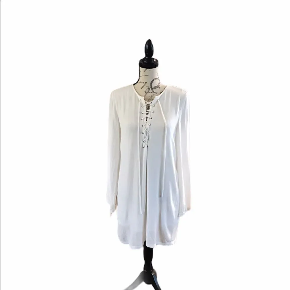 Forever 21 White Dress Blouse Size Small - Image 3