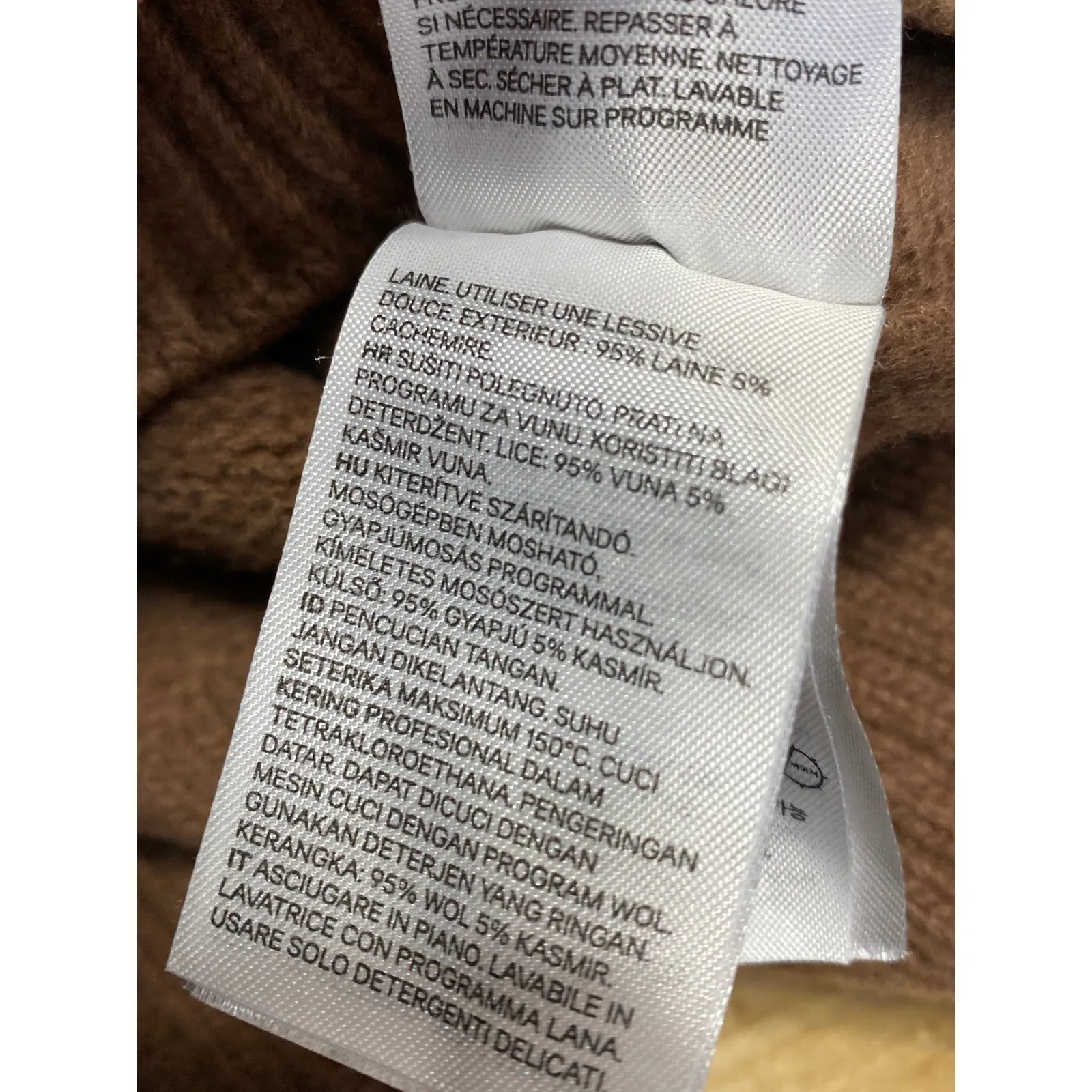 H&M Wool Cashmere Womens Brown Mock Neck Long Sleeve Sweatshirt Sweater Top Sz S - Image 4