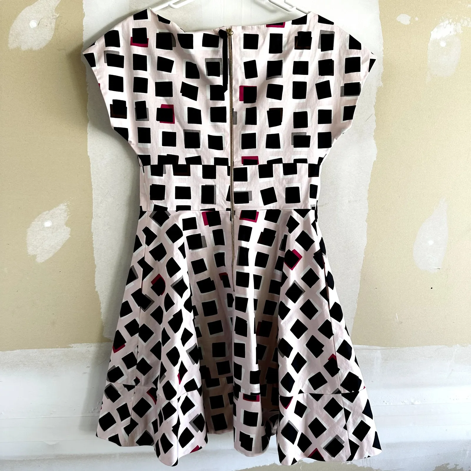 Kate Spade Abstract Sweets Dress Crepe Pleated Cotton Black Pink White 6 - Image 7