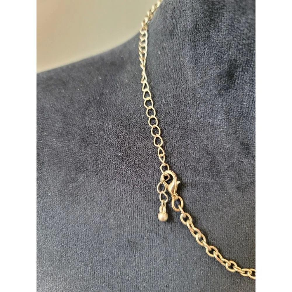 Women's Gold Statement Necklace With Teardrop Charms And Lobster Clasp Lock - Image 7