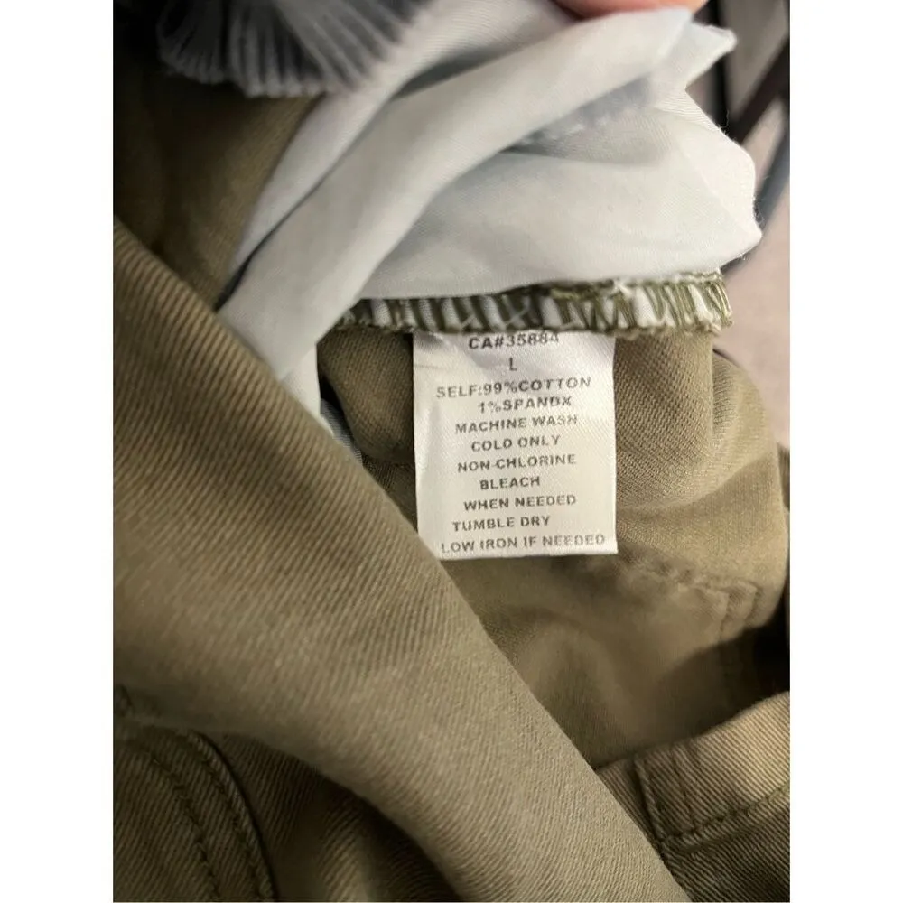 Sadie & Sage Paper Bag‎ Waist Skirt Olive Green Mini Casual Skirt Size Large - Image 4