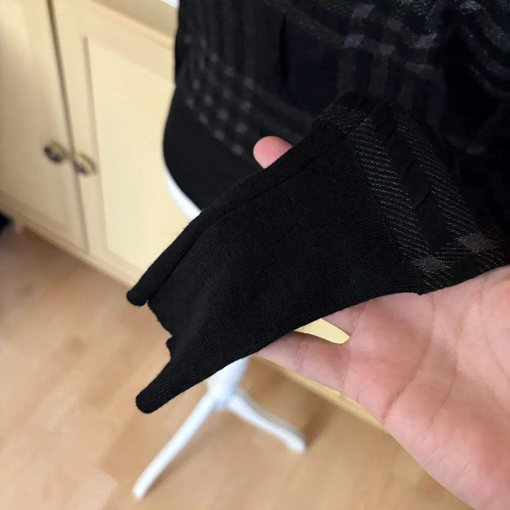 JIL SANDER Vintage Black Plaid Wool Blend‎ Sweater Size Medium - Image 3