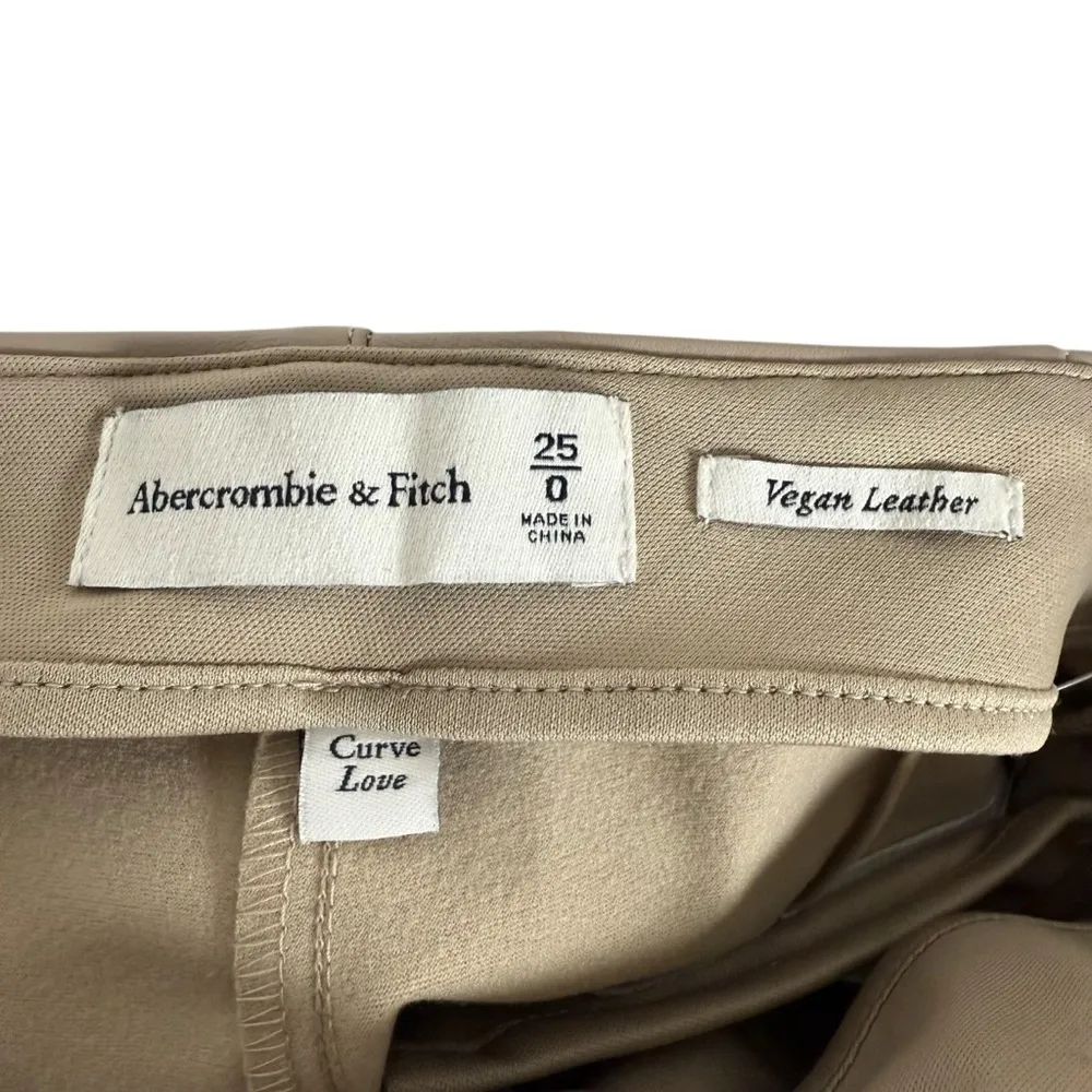 NWOT Abercrombie & Fitch Vegan Leather Curve Love Flare Pants Tan Size 25 - Image 11