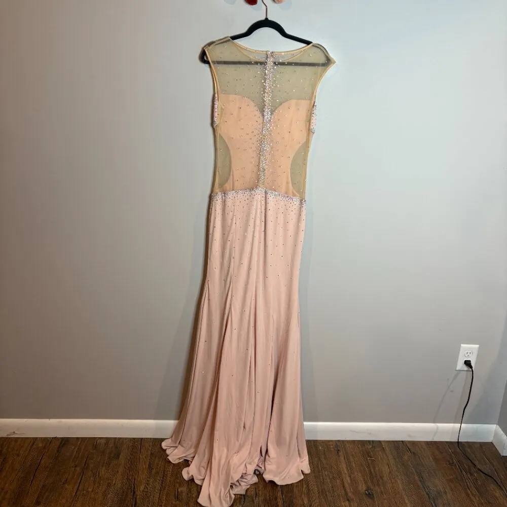 Jovani Prom 31073 Blush Pink Rhinestone Illusion dress - Image 6