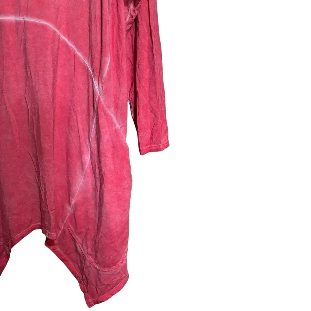 Democracy Tunic Top Womens Large Multicolor Boho Shark Bite Hem Stretch Blouse - Image 5