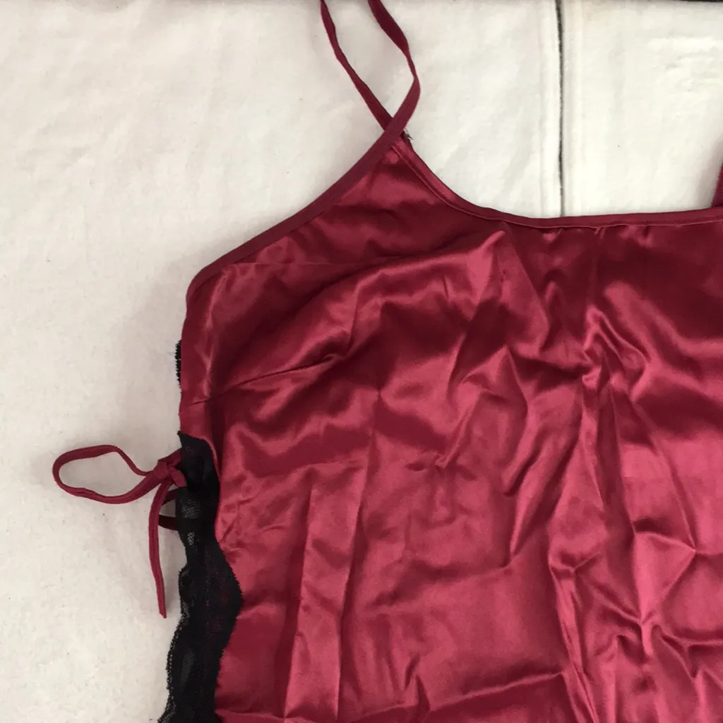 Bin 18 New Sainty Silky Lacey Chemise Lingerie Pajama Gown & Thongs Size Medium White - Image 6