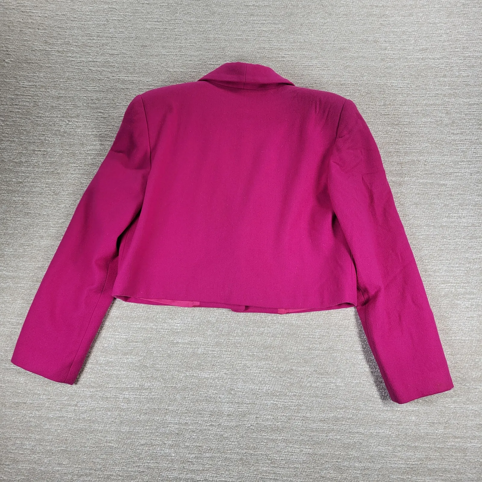 Fundamental Things Pink Wool Cropped Blazer Womens 8 Shawl Collar Gold Button - Image 6