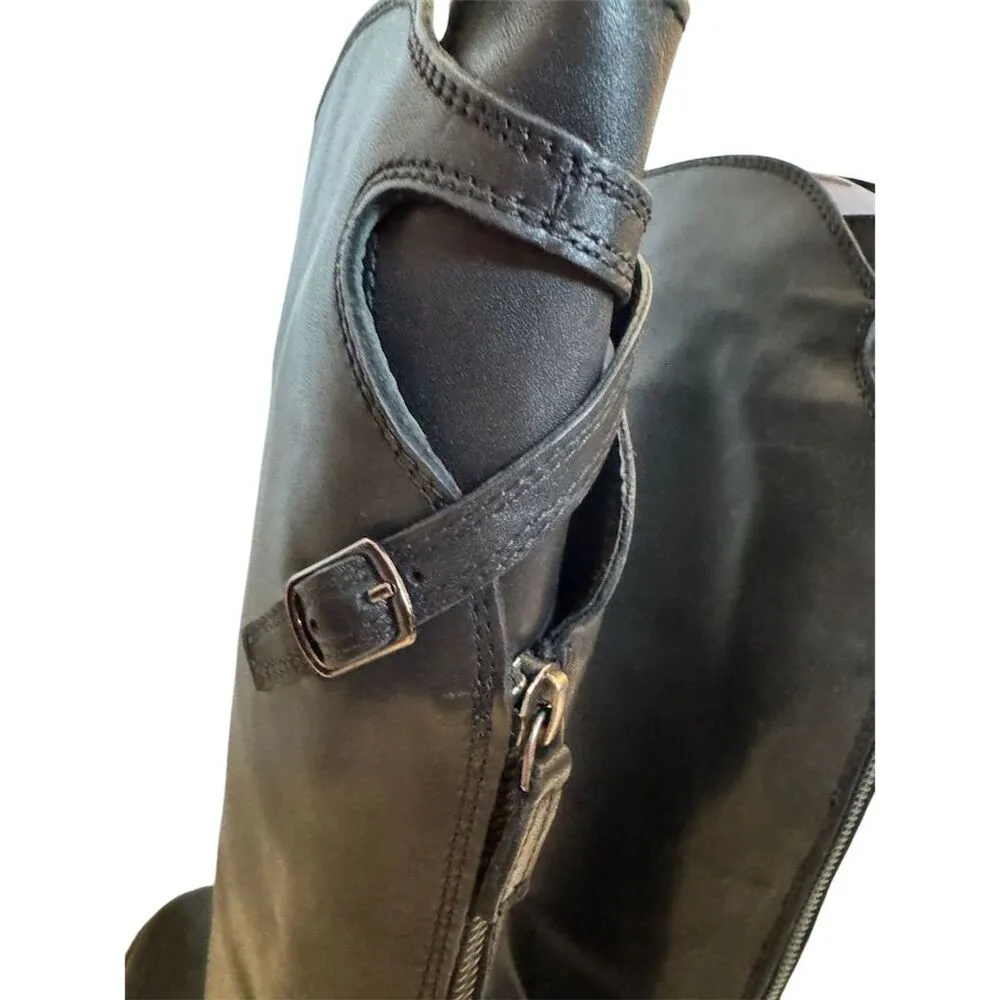 Free People Women's Black Leather Equestrian Riding Boots Size 37.5/US 6.5 - Image 4