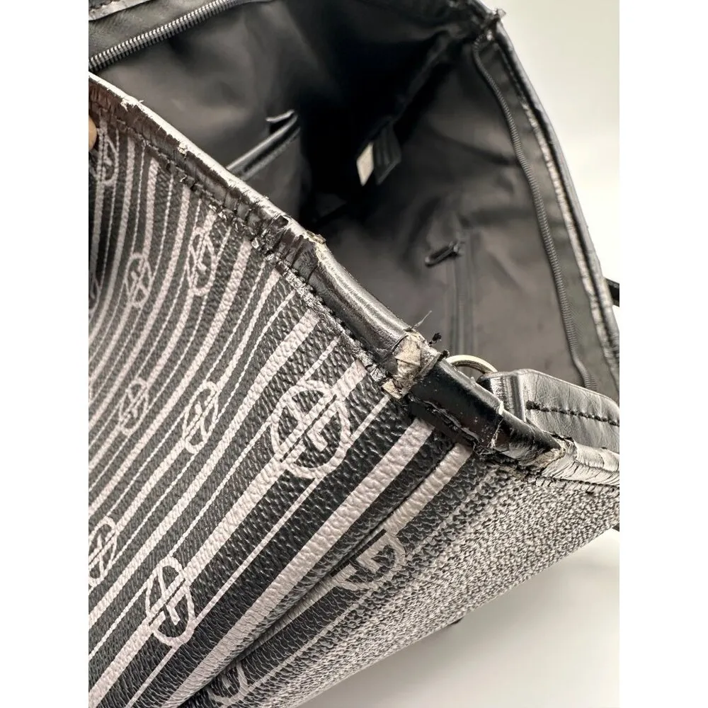 Giani Bernini Black Monogram Tote Bag – Leather Trim & Silver Hardware - Image 6