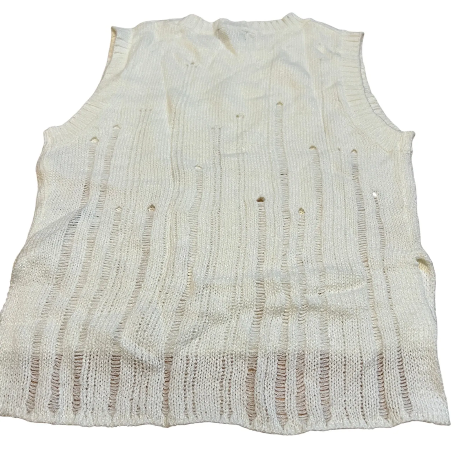 Wild Fable Women's White Deconstructed Sweater Tank Top - Size XS - NWT - Image 5