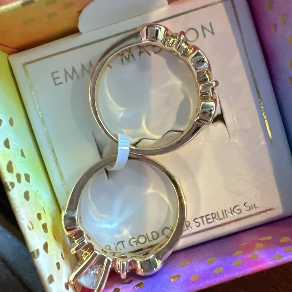 Emma Madison 18kt gold over sterling silver Wave diamonds Double Ring Sz 6.75 - Image 8