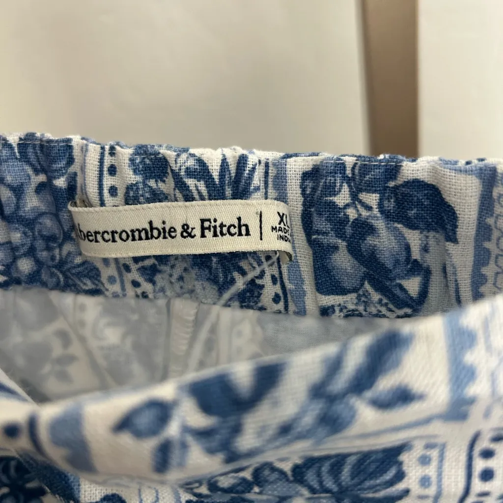 Abercrombie & Fitch Linen Blend Button Romper Skort in Blue Vacation Outfit - Image 7