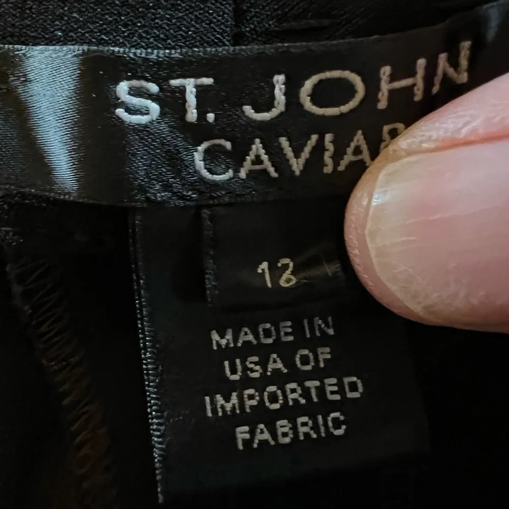 St. John Caviar Womens Black Dress Pants With Small Slits In Front Hem Size 12 - Image 7