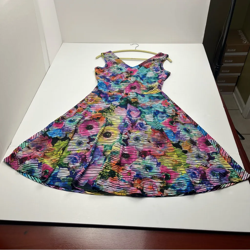 Joseph Ribkoff Colorful Floral Dress A-Line Skirt Style 202389 Womens Size 8‎ - Image 11