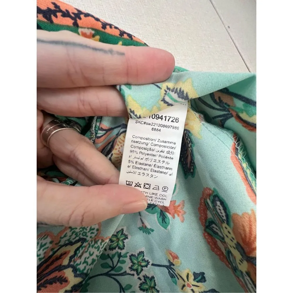 Emery Rose High Low Boho Floral Patterned Stretchy Skirt Blue Size L - Image 6