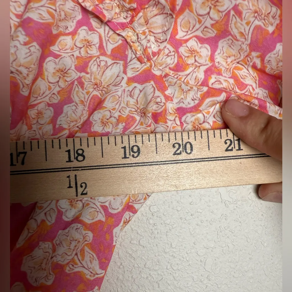 Pinch Women Size Large Ruffles Mini Floral Dress Short Puffy Sleeves Modest‎ New Orange - Image 5