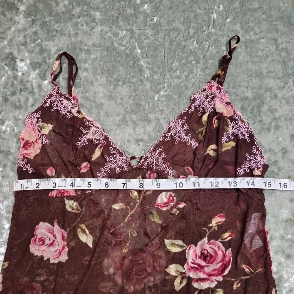 Avon Rose Print Sheer Slip Pink Size M - Image 3