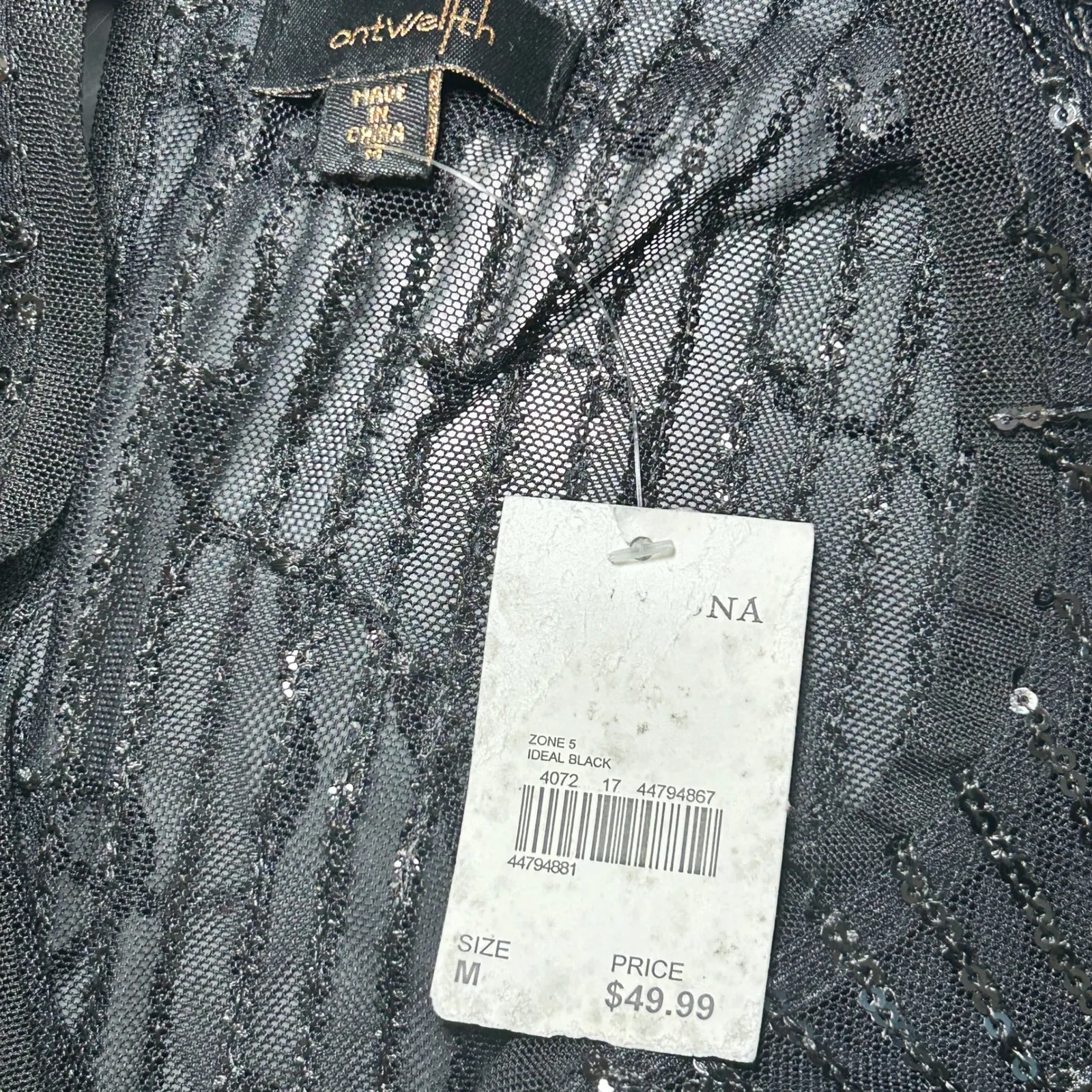 NWT Ontwelfth Black‎ Sequin Fringe Sheer Mesh Long Sleeve Dress Party Cocktail Black Size M - Image 4