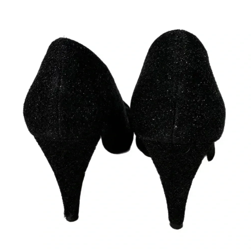 Style & Co Kathryn Glitter Pumps Leather Outsole Black Heels Peep Toe Sz 7.5 - Image 5
