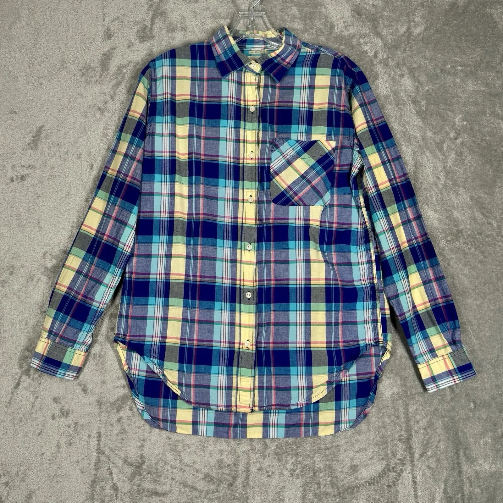 Ralph Lauren Denim &‎ Supply Shirt Womens Small Blue Yellow Plaid Boyfriend Fit - Image 2