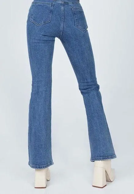 Dark Wash Flare Denim Jeans - Image 5
