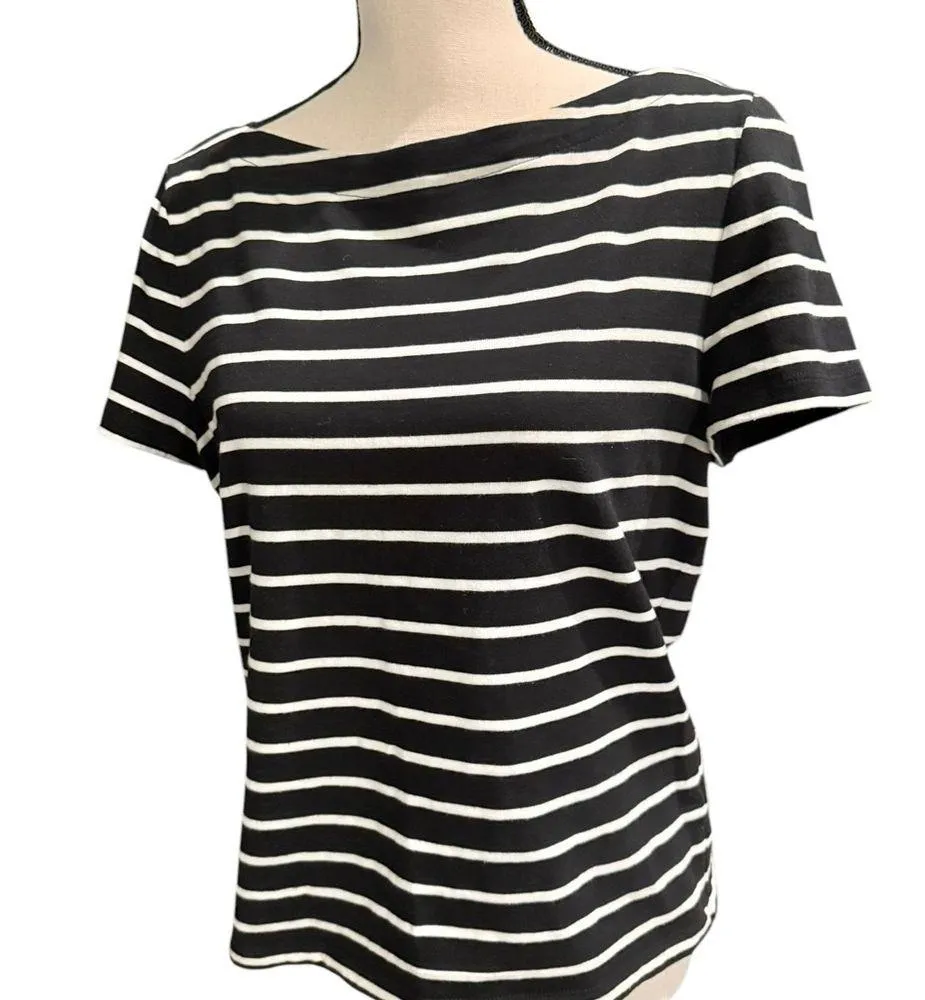 Kate Spade broome street short sleeve stripe top shirt luxury cotton comfort bow - Image 3