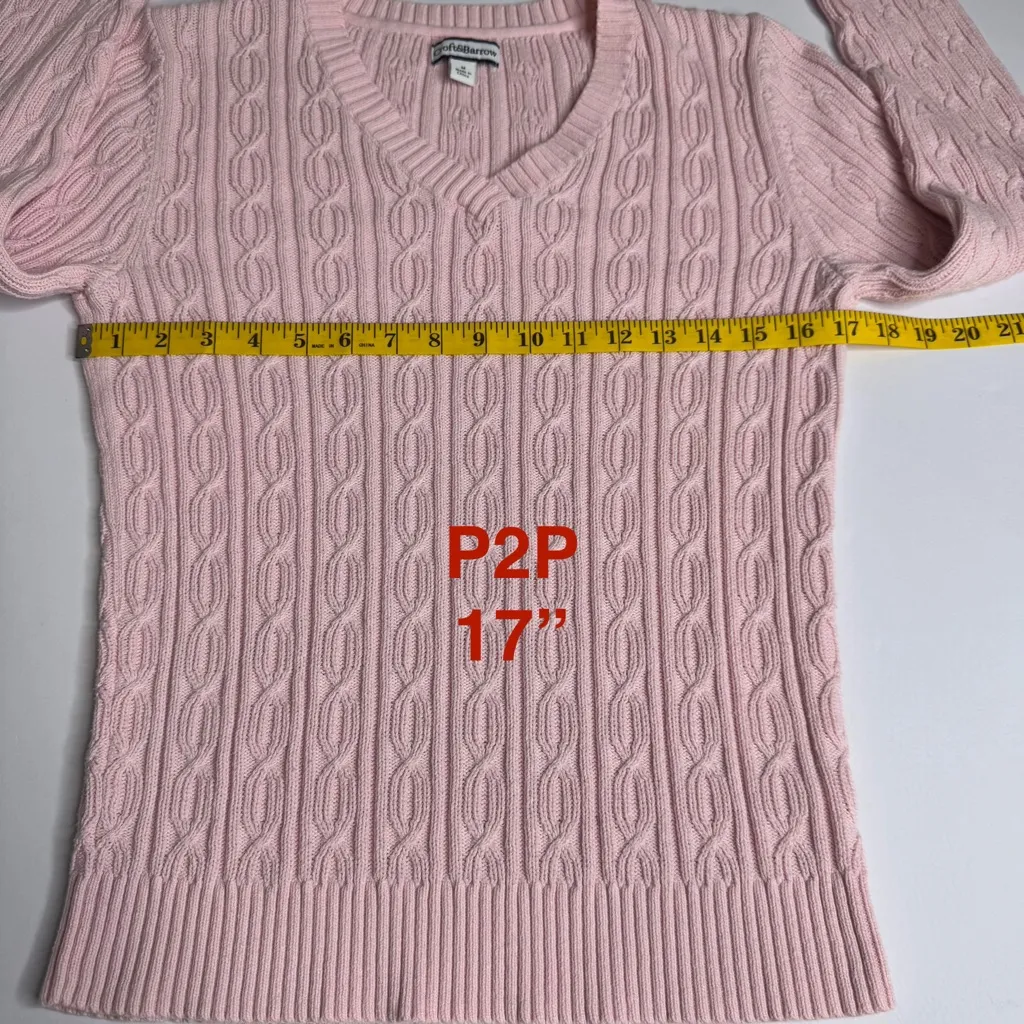 Croft & Barrow Pink‎ V-Neck Sweater with Cable Knit Design - Image 5