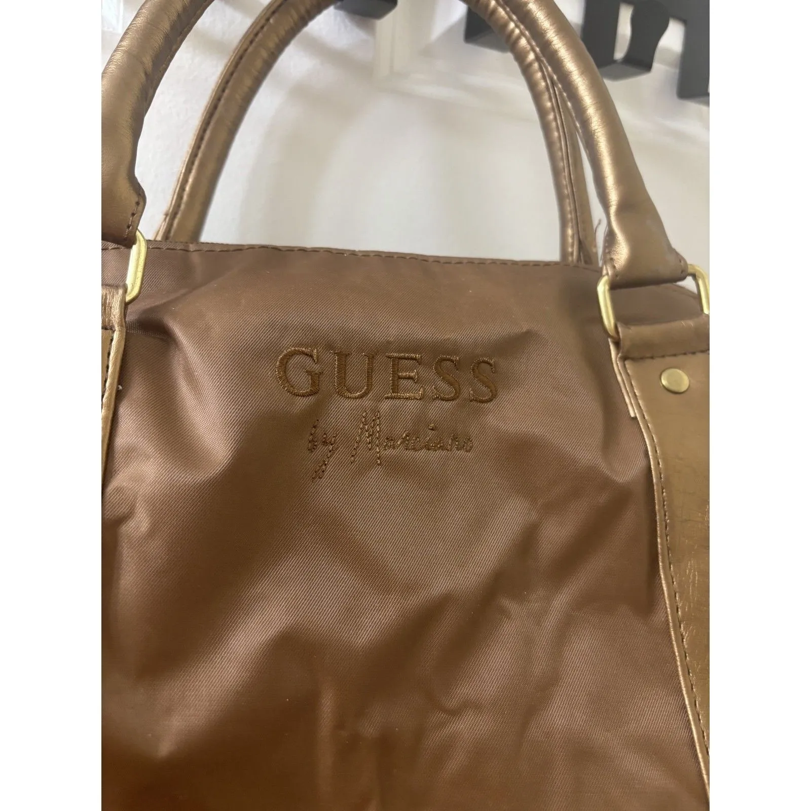 Gym Overnight Bag Vintage Y2k Guess Marciano Tote Duffle Bag BROWN - Image 2