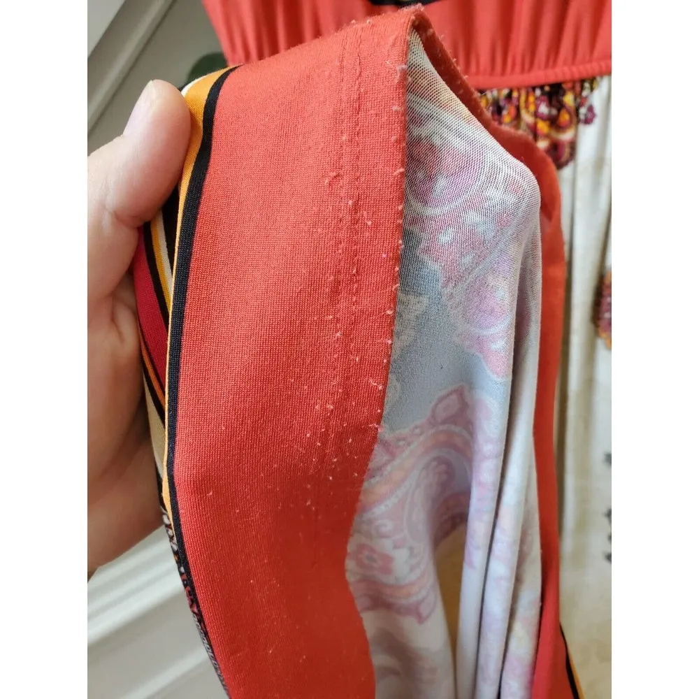 Bailey Blue Women Multicolor Polyester V-Neck Short Sleeve Long Maxi Dress Small - Image 6