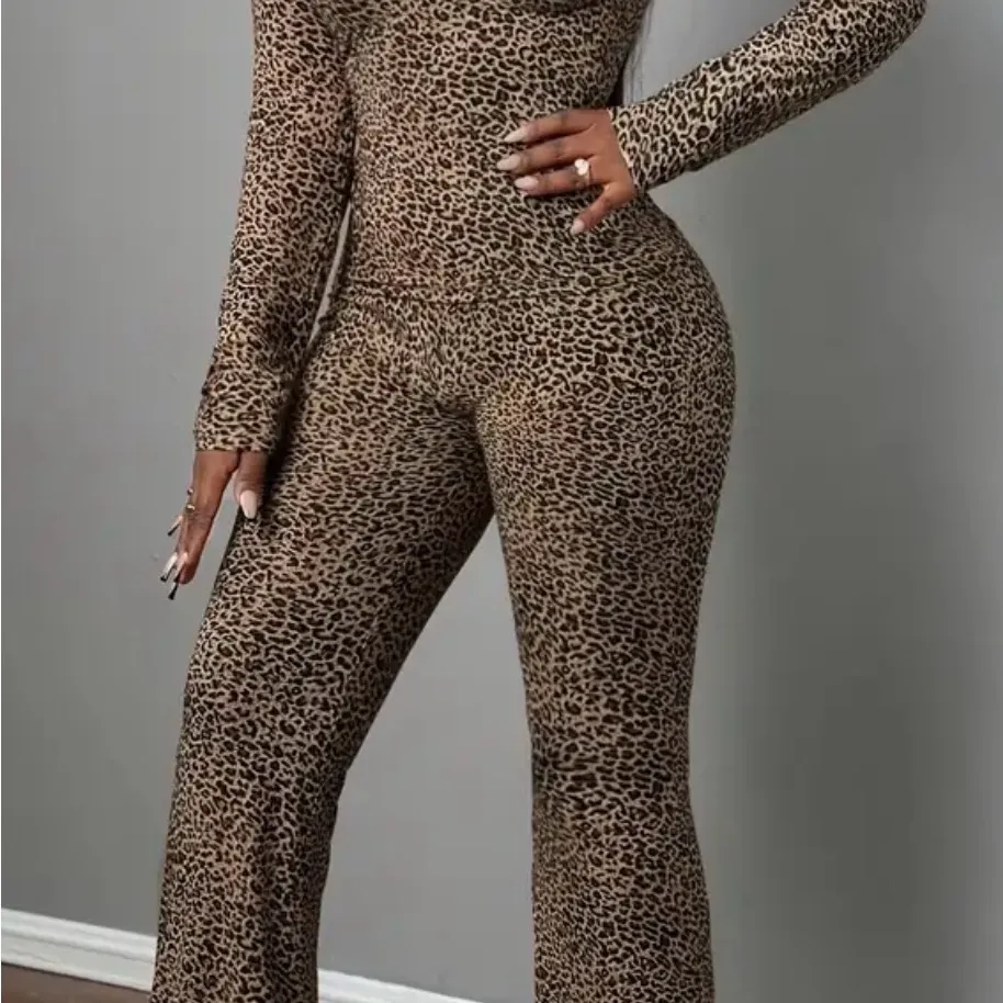Leopard Print 2 piece set Brown Size L - Image 3