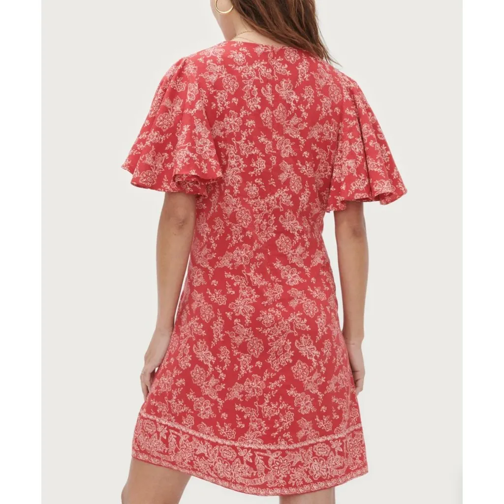 NWT Hatch Maternity Grace mini Dress red floral SZ3 bust40 US8 Size XL - Image 8