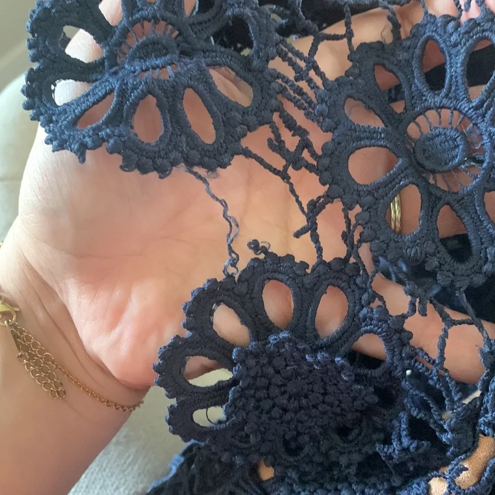 Self portrait Navy crochet dress - Image 8