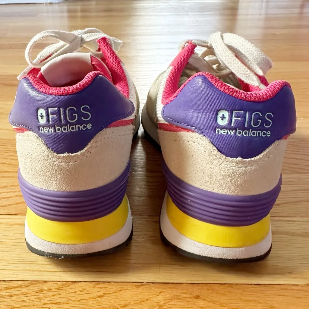 FIGS x New Balance 574 Beige / Pink / Purple / Light Blue (WL574FGS) size 7 - Image 7