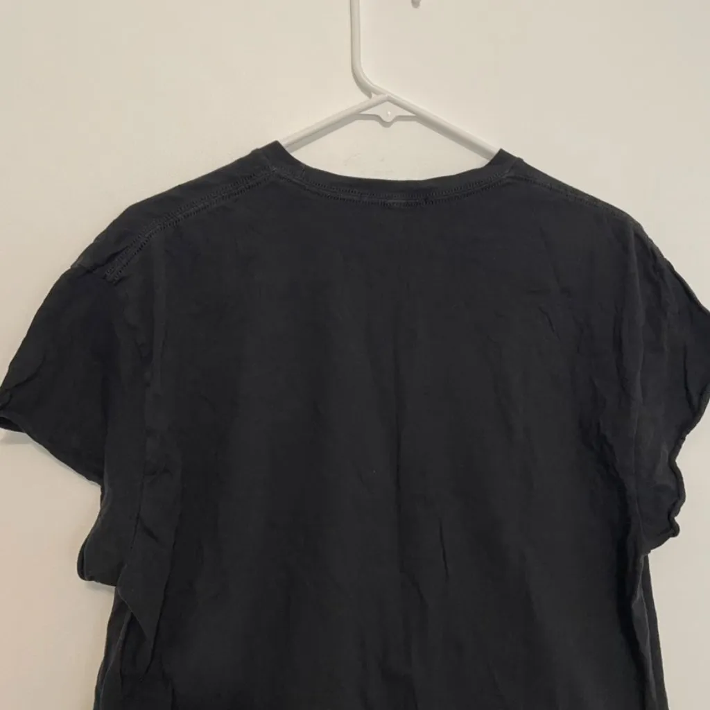 SAINTS X SINNERS Black Ribcage Skeleton Angel Roses Raw Hem Crop Top Graphic Tee Size M - Image 12