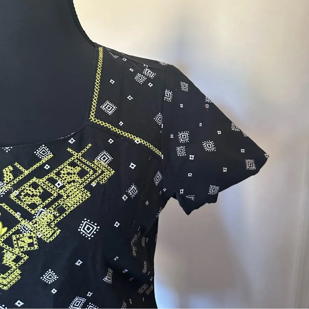 Baby Phat Vintage Black Graphic Embellished Cotton Blouse XS - Image 5