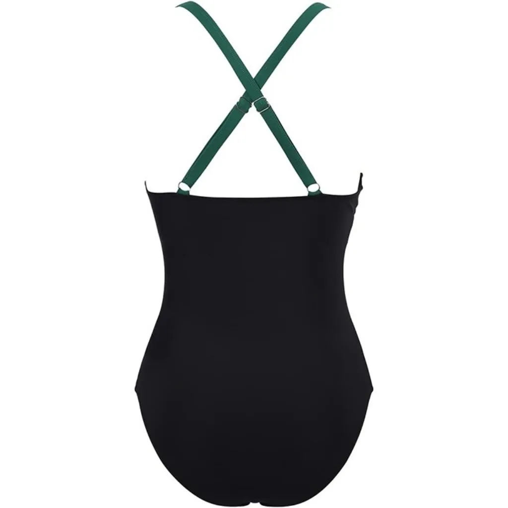 Solid BLACK Wrap Cut Out One Piece Swimsuit High Waisted Monokini SMALL - Image 3