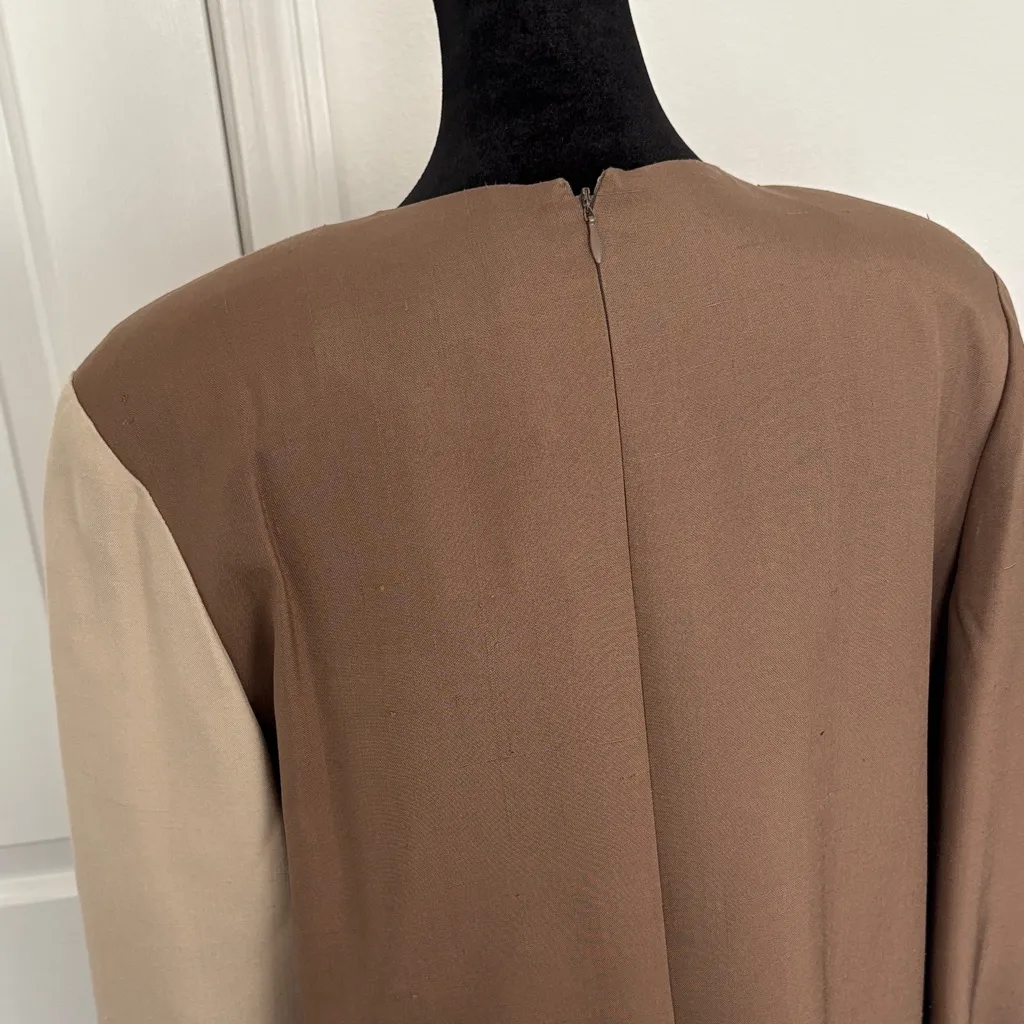 Steve Fabrikani Vintage NWT Color Block Long Sleeve Dress with Gold Accents Tan Size 12 - Image 6