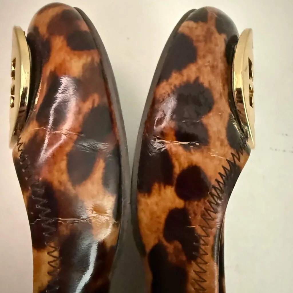 TORY BURCH Reva Patent Leather Leopard Animal Print Ballet Flats Size 7 - Image 8