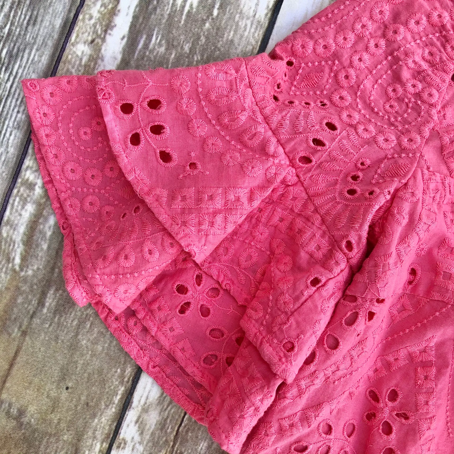 Praise Eyelet Ruffle Sheath Dress Cosmo Pink - Image 8