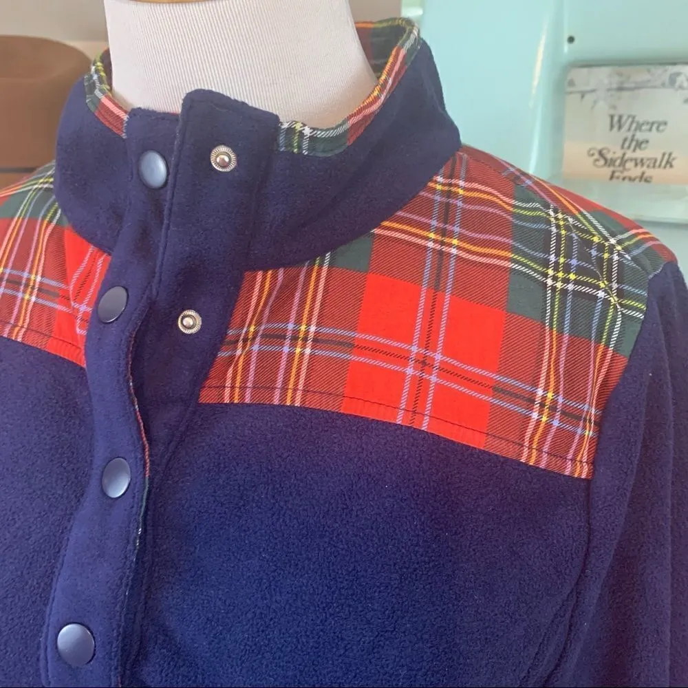 Crown & Ivy navy and red plaid fleece pullover Pxl - Image 5