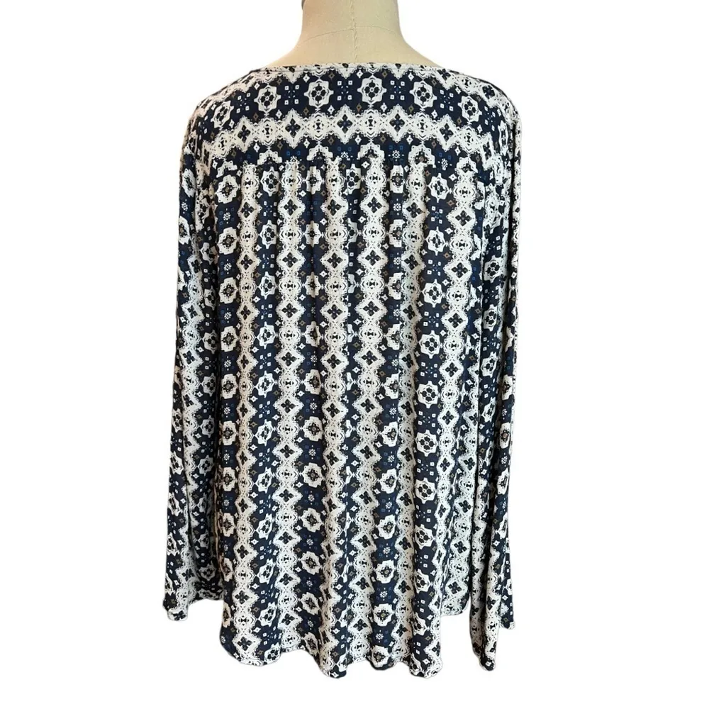 𝅺lucky Brand Printed Long Sleeve Soft Pullover Top w/ Diamond Patterns in Large - Image 4